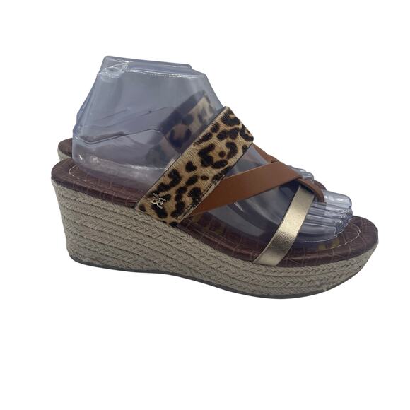 Sam Edelman Raleigh Leopard Print Espradrille Wedge Platform Sandals Womens 8 - Picture 2 of 8